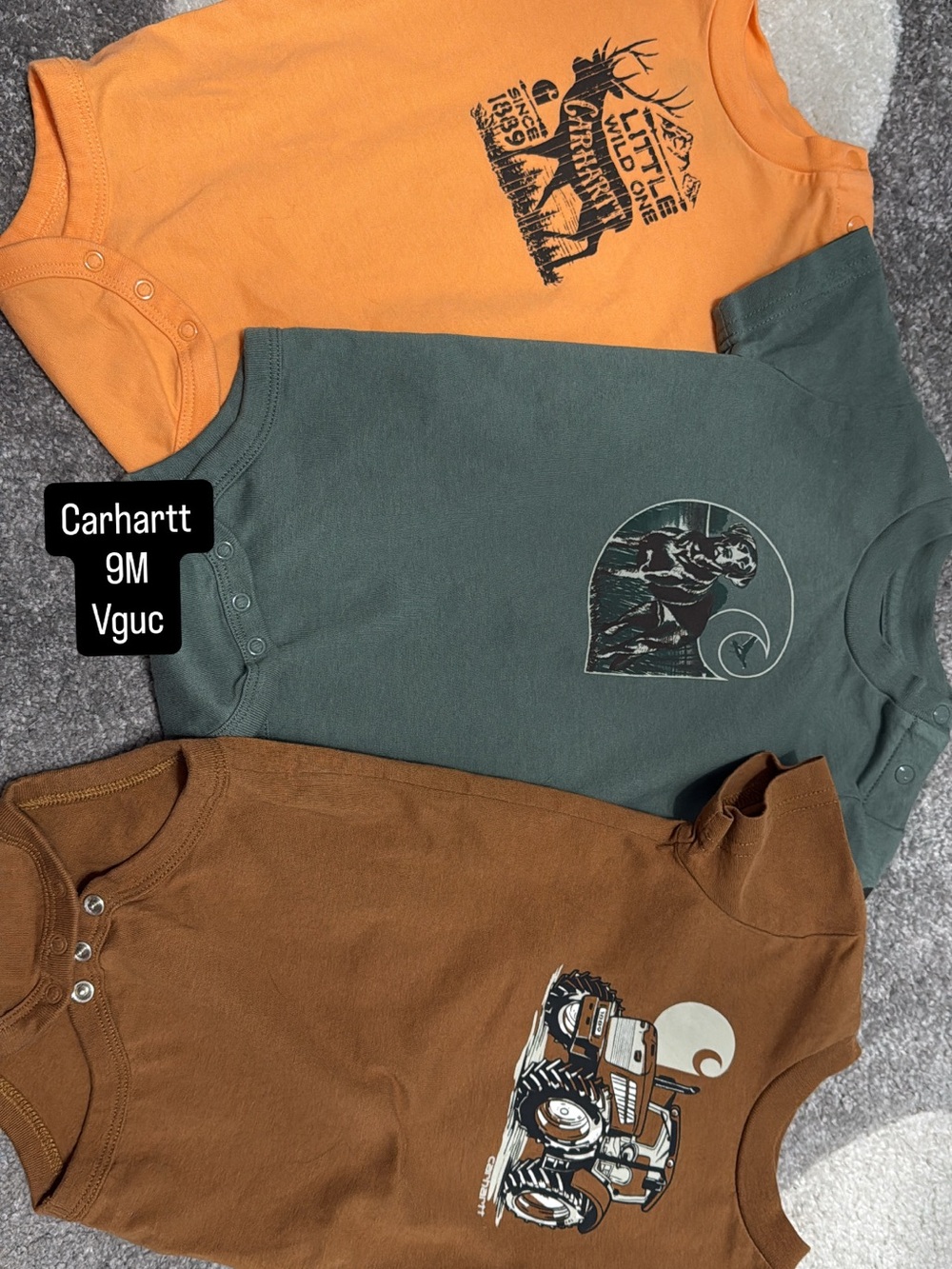 Carhartt Short-Sleeve Graphic Bodysuit Set - Orange, Green, Brown